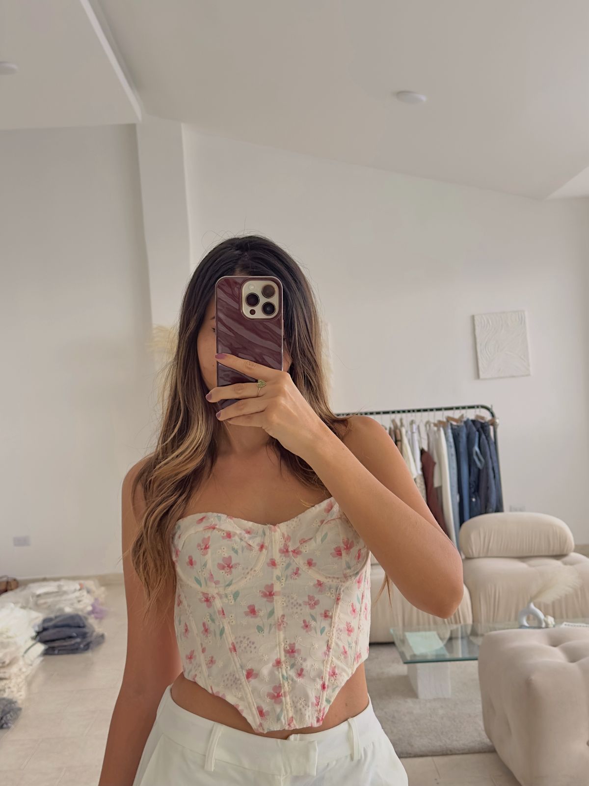 CORSET OJALILLO FLORES ROSA