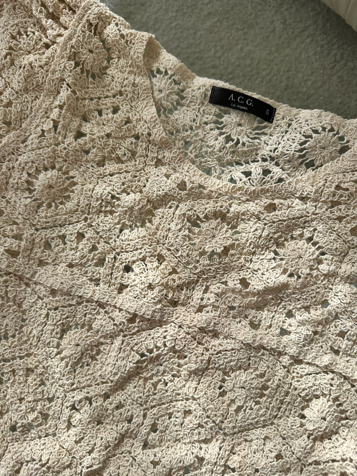 BLUSA CROCHET MANGA BOMBACHA