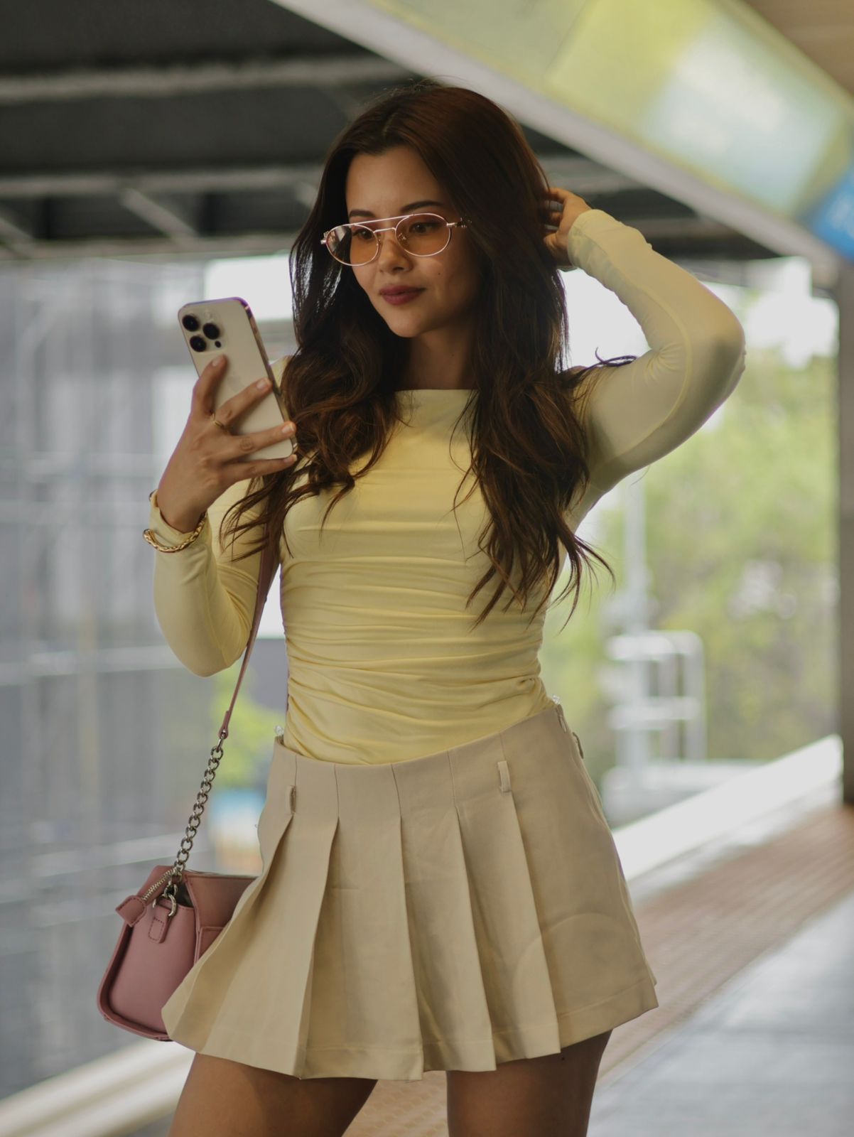 BLUSA MANGA LARGA AMARILLA FRUNCIDOS