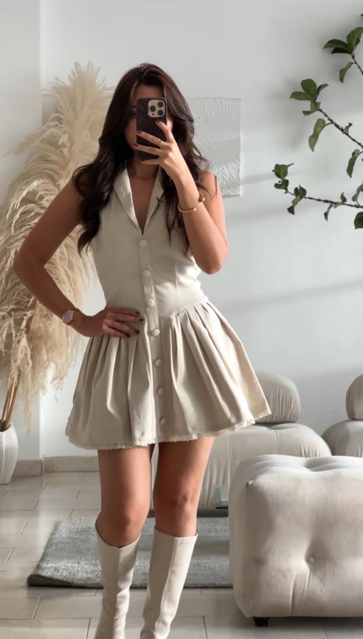 VESTIDO CAQUI DE CUELLO