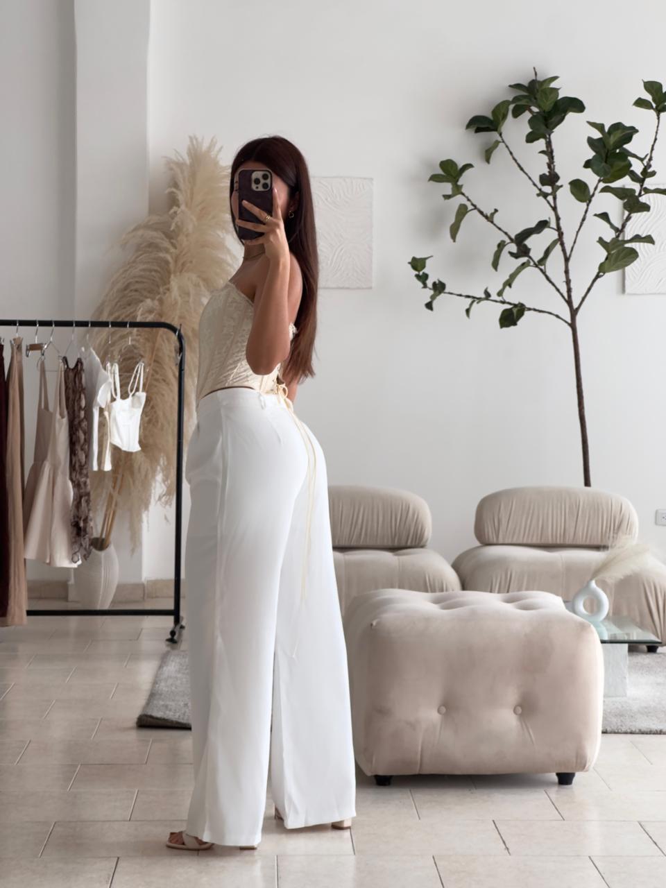 PANTALÓN EN TELA BLANCO TIMING