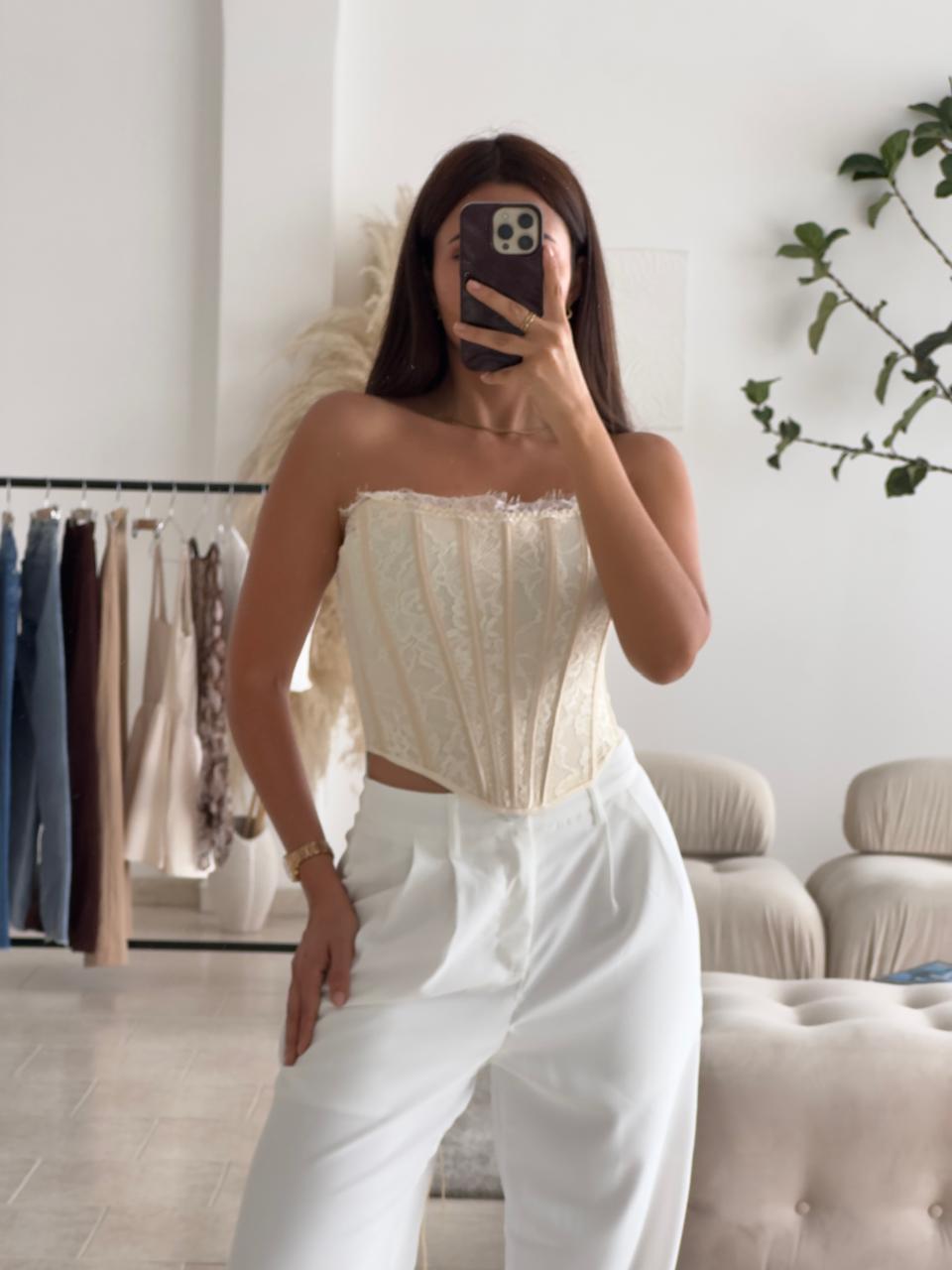 PANTALÓN EN TELA BLANCO TIMING