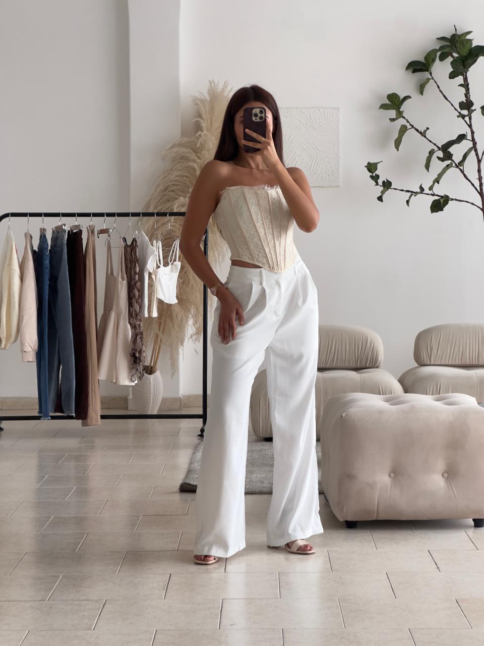 PANTALÓN EN TELA BLANCO TIMING