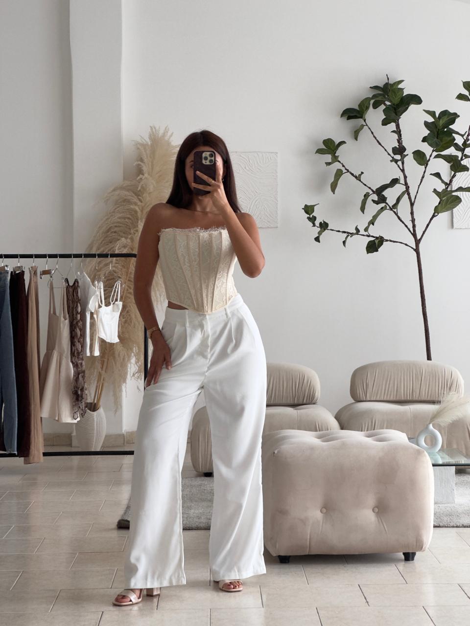 PANTALÓN EN TELA BLANCO TIMING