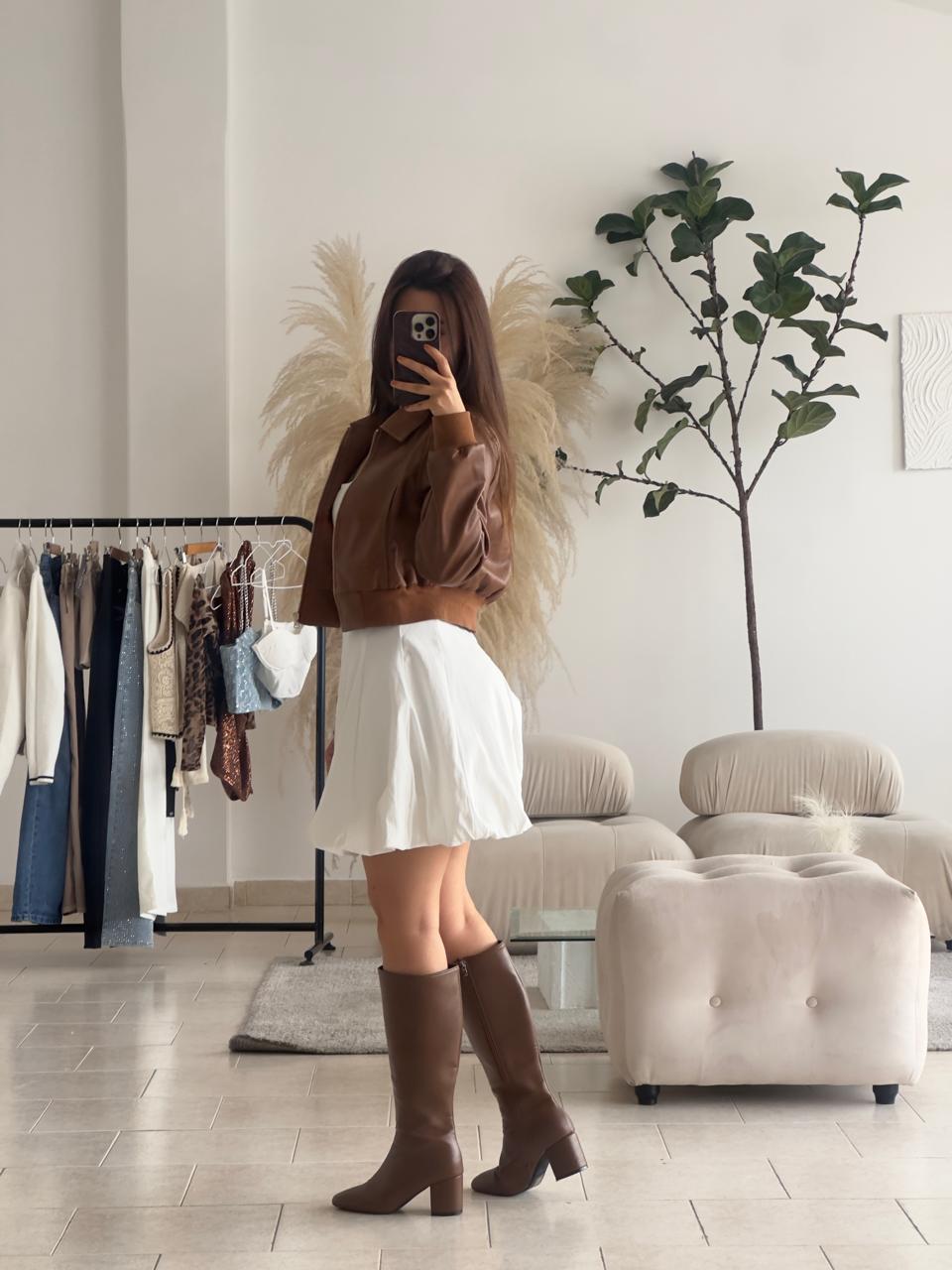 VESTIDO BLANCO TELA DOBLE CORTE A