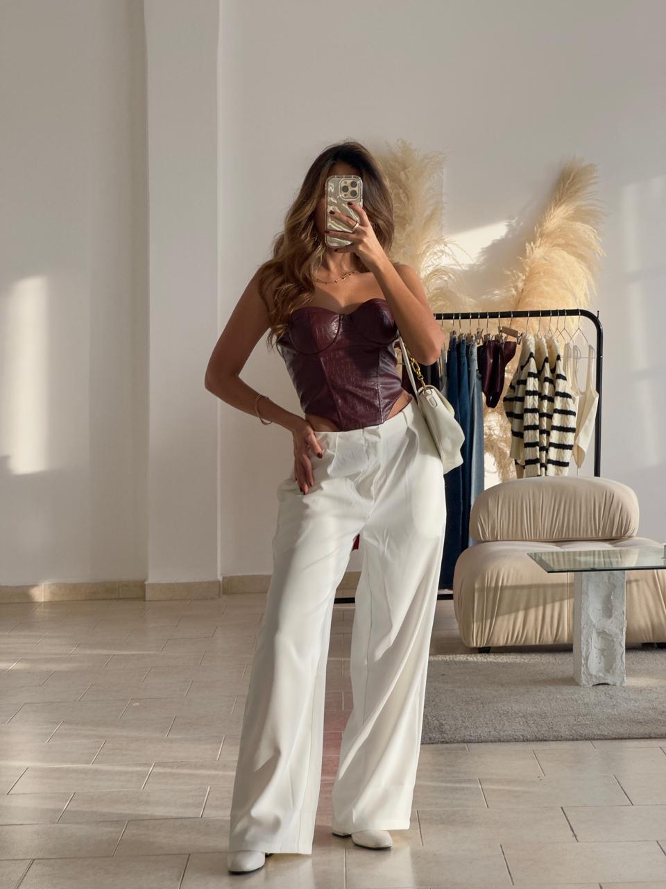 PANTALON EN TELA BLANCO