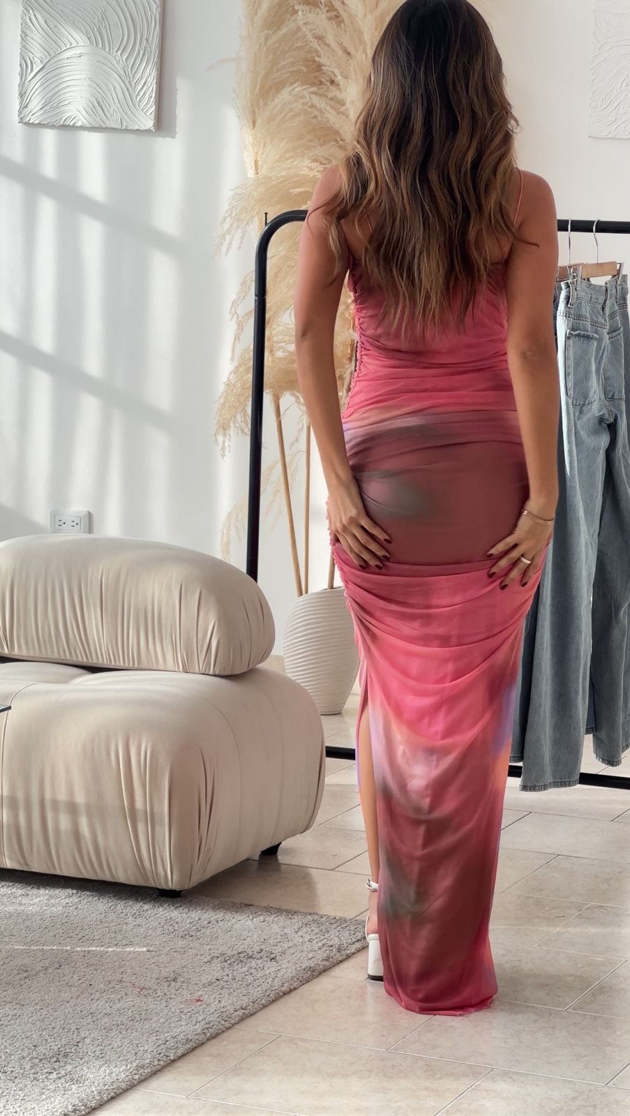 VESTIDO MESH MULTIPINK LARGO