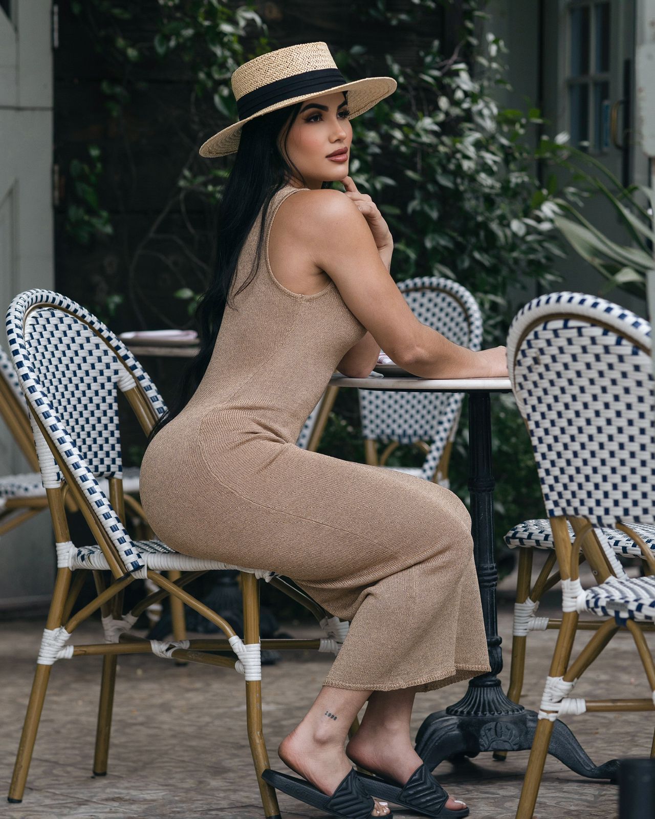 VESTIDO TEJIDO BRILLO CAFÉ