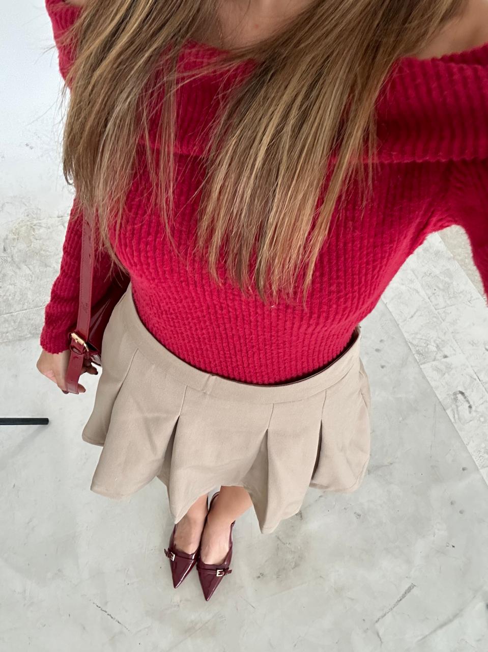 SWEATER CUELLO BANDEJA TEJIDO VINOTINTO