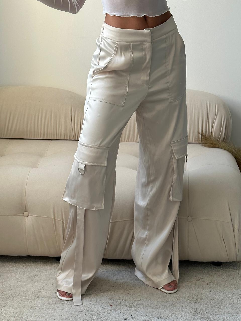 PANTALÓN CARGO SATINADO DORADO