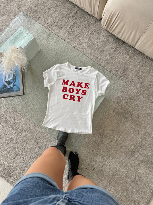 CAMISETA BLANCA MAKE BOYS CRY