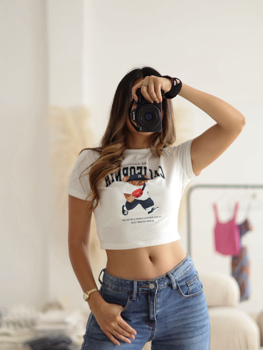 CAMISETA BLANCA OSITO LOS ANGELES
