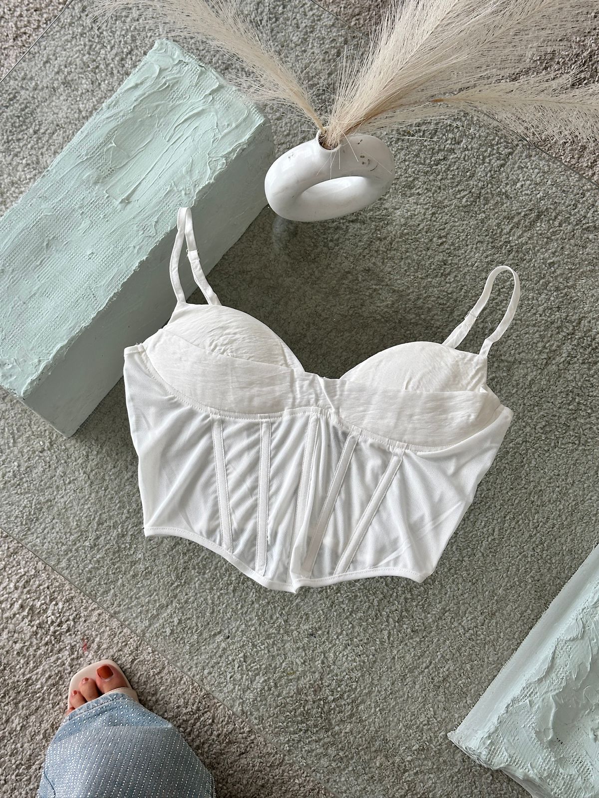 CORSET BLANCO COPAS Y TRANSPARENCIAS