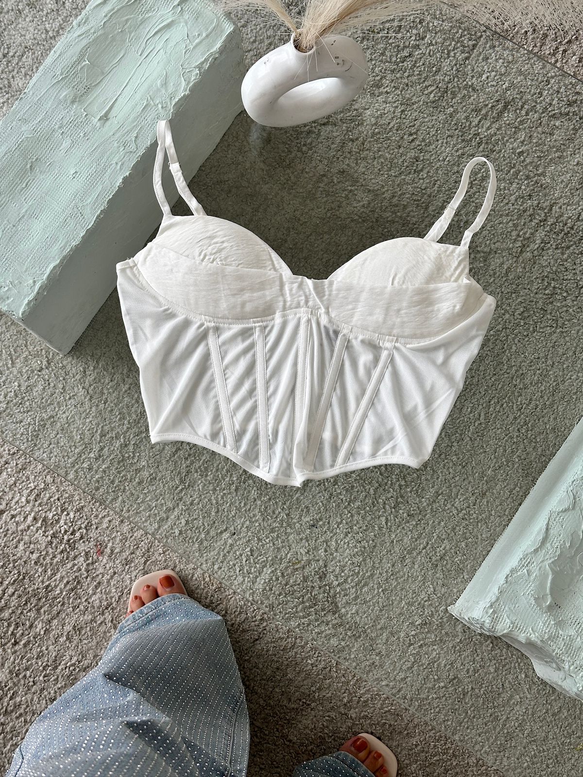 CORSET BLANCO COPAS Y TRANSPARENCIAS