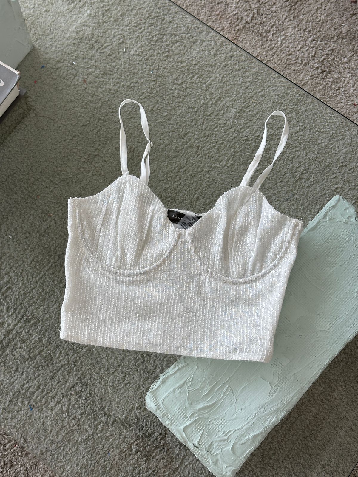 CORSET LENTEJUELAS COPAS BLANCO