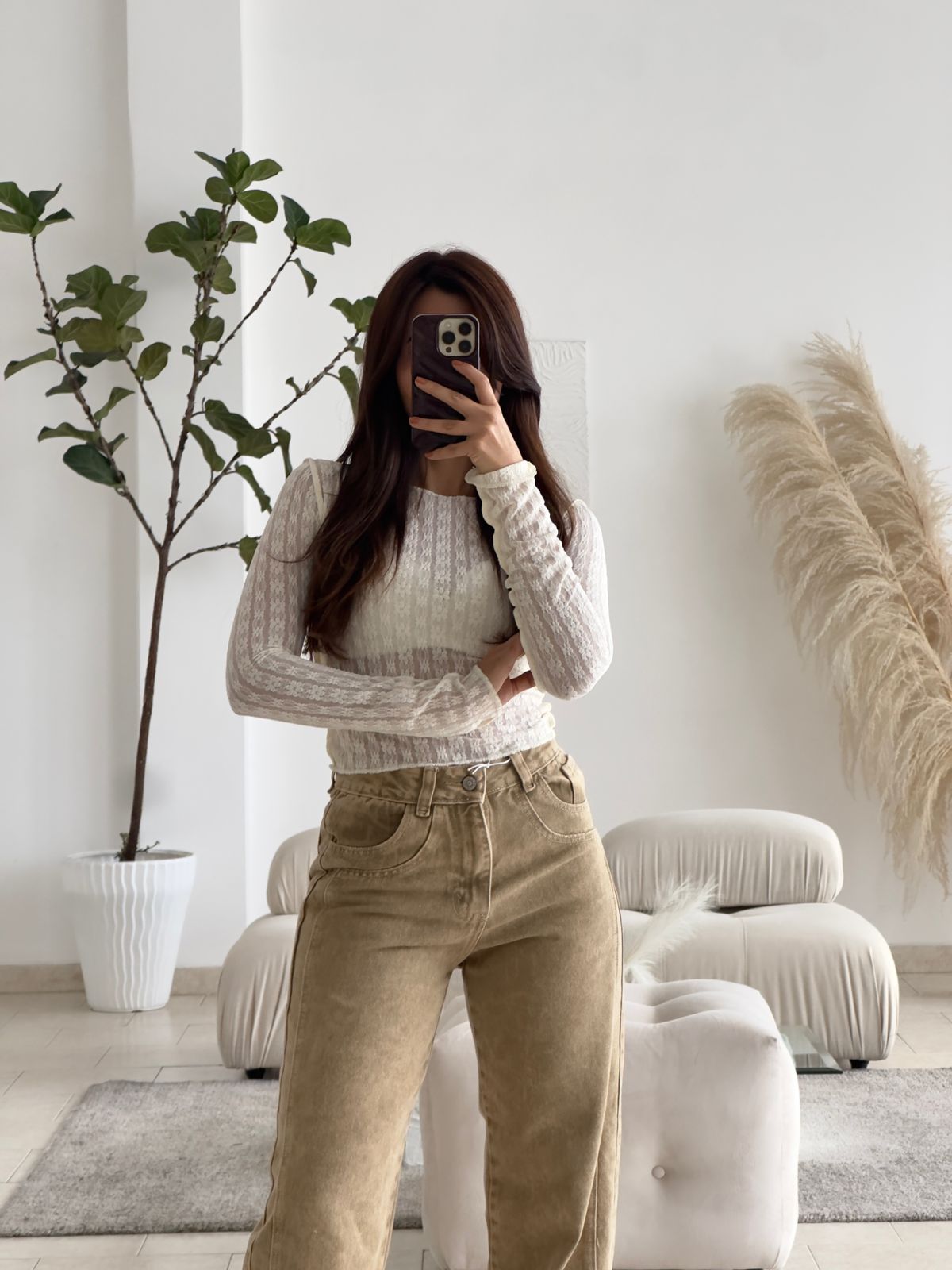 BLUSA TEJIDO ABIERTO CREMA