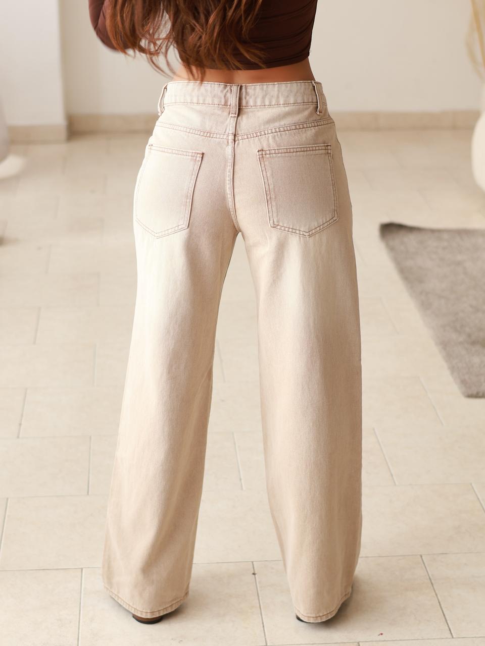 JEAN TIRO BAJO CAFÉ DESLAVADO