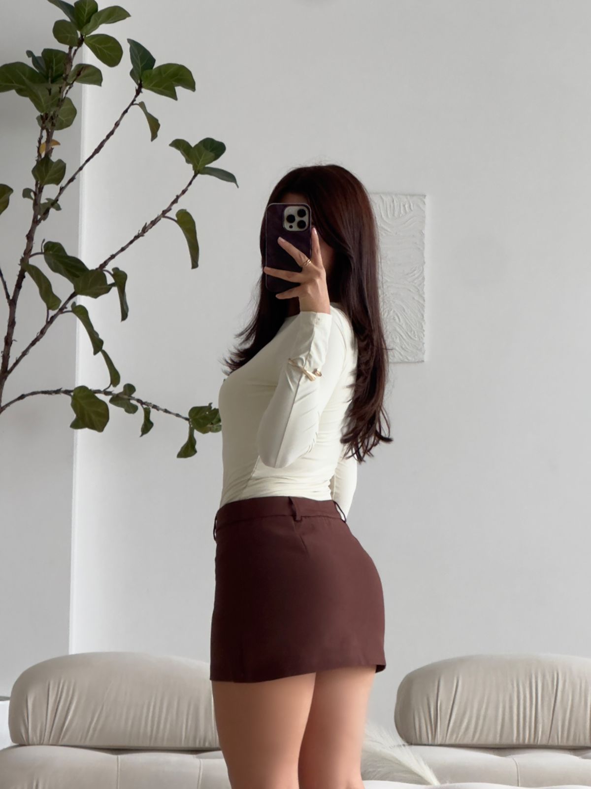 FALDA SHORT RECTA MOCHA