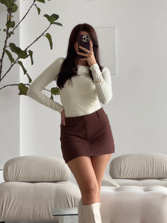 FALDA SHORT RECTA MOCHA
