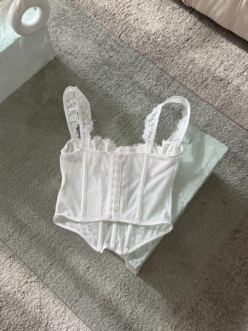 CORSET ENCAJE BLANCO TIRAS GRUESAS