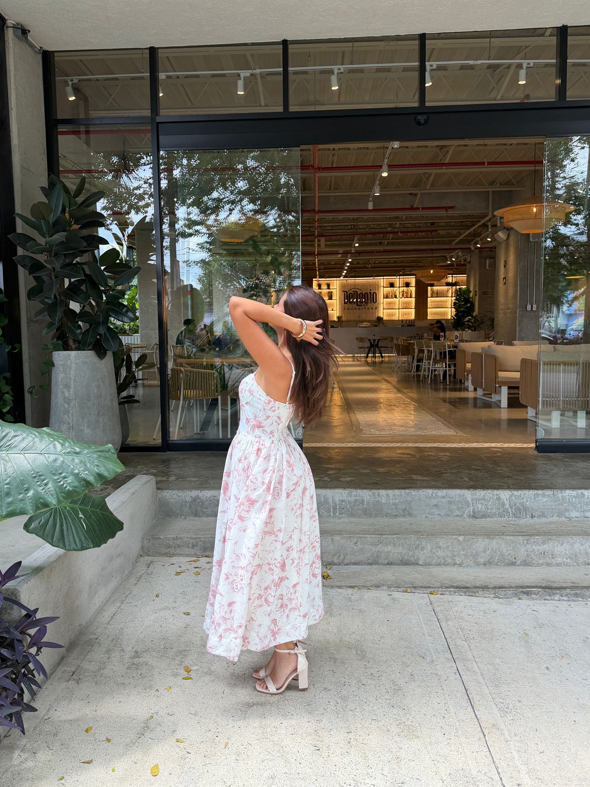 VESTIDO CORSET LARGO FLORAL ROSA