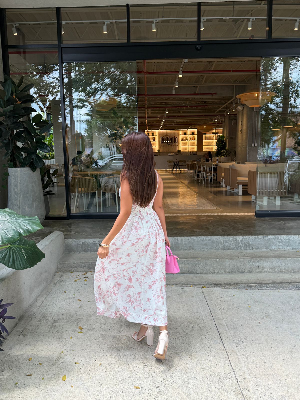 VESTIDO CORSET LARGO FLORAL ROSA