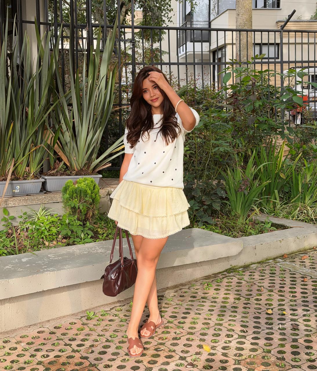 SACO TEJIDO MANGA CORTA POLKA DOT