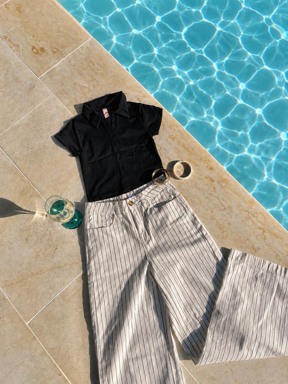 CROP TOP POLO NEGRO