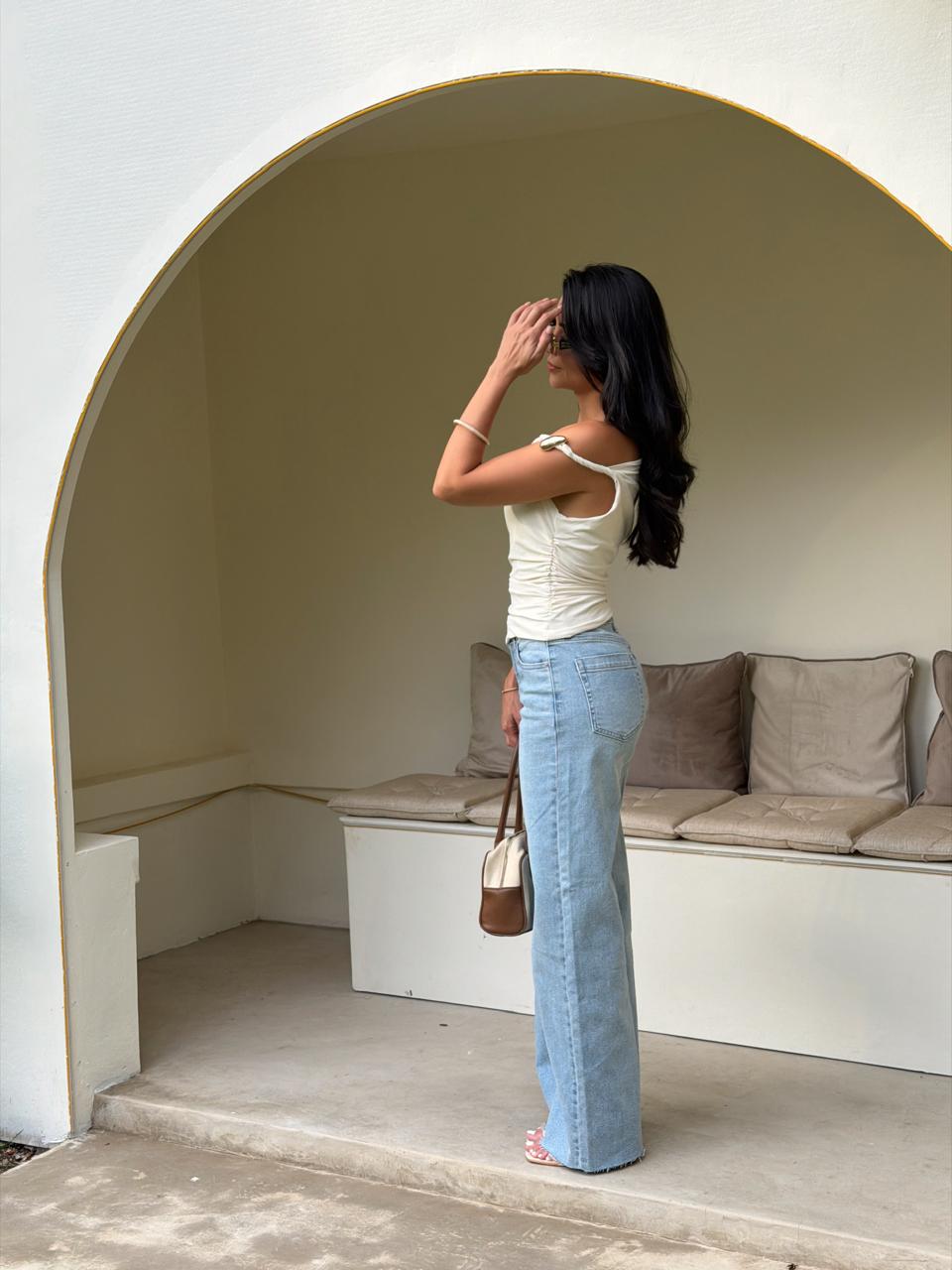 JEAN LIGHT DENIM TALL CUT WIDE LEG JUST USA