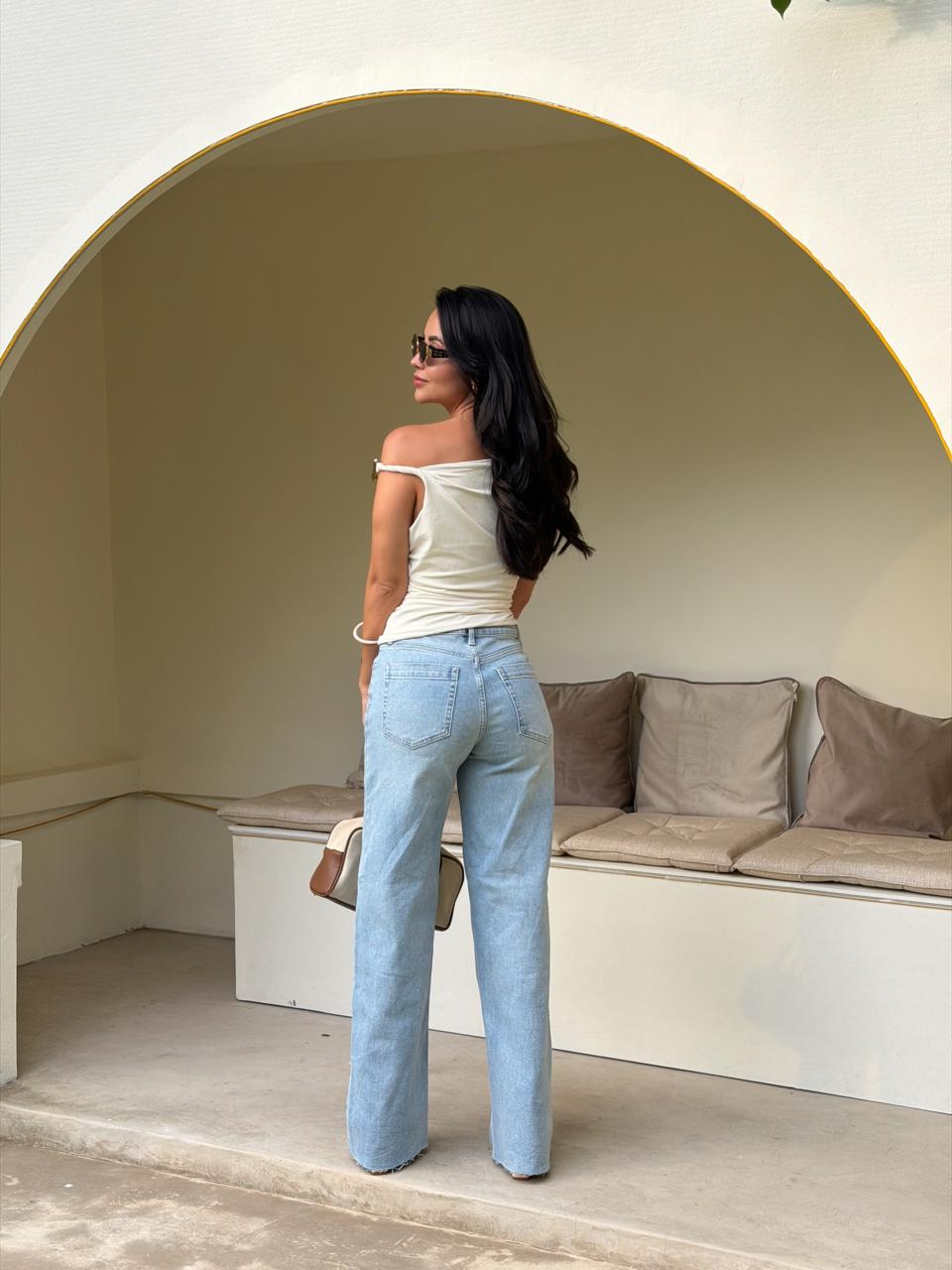 JEAN LIGHT DENIM TALL CUT WIDE LEG JUST USA