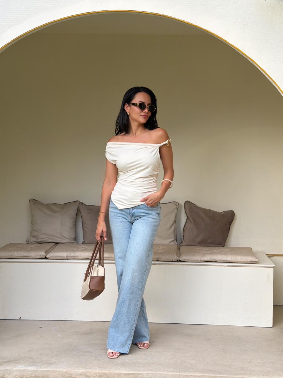 JEAN LIGHT DENIM TALL CUT WIDE LEG JUST USA