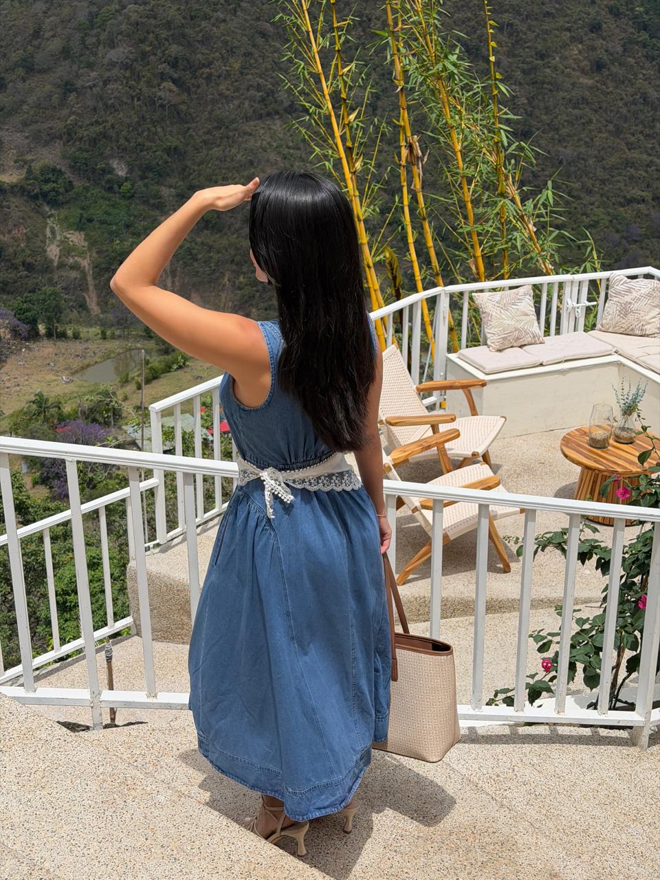 VESTIDO LARGO DENIM MANGA SIZA