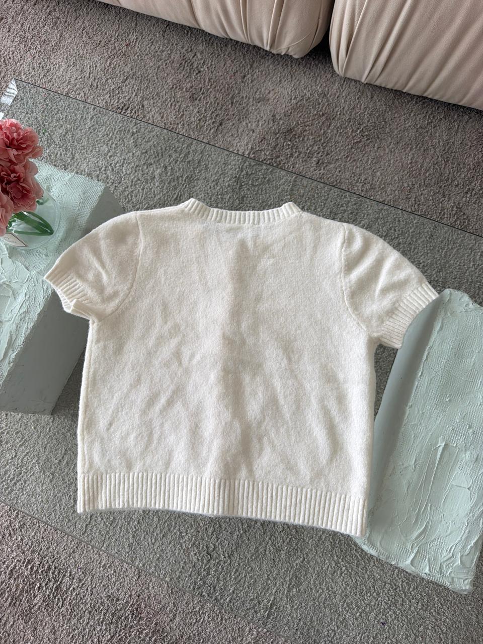 BLUSA - CARDIGAN CORTO LANOSO BLANCO