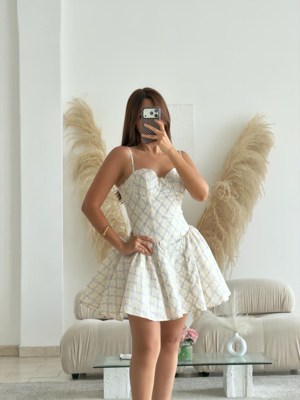 VESTIDO CORSET FLORAL AMARRE ESPALDA