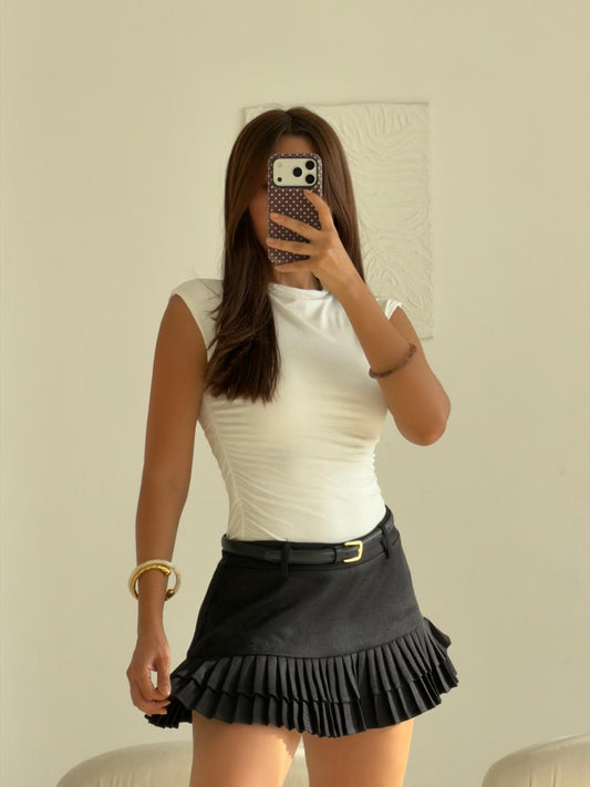 BLUSA MANGA SIZA FRUNCIDO BLANCO