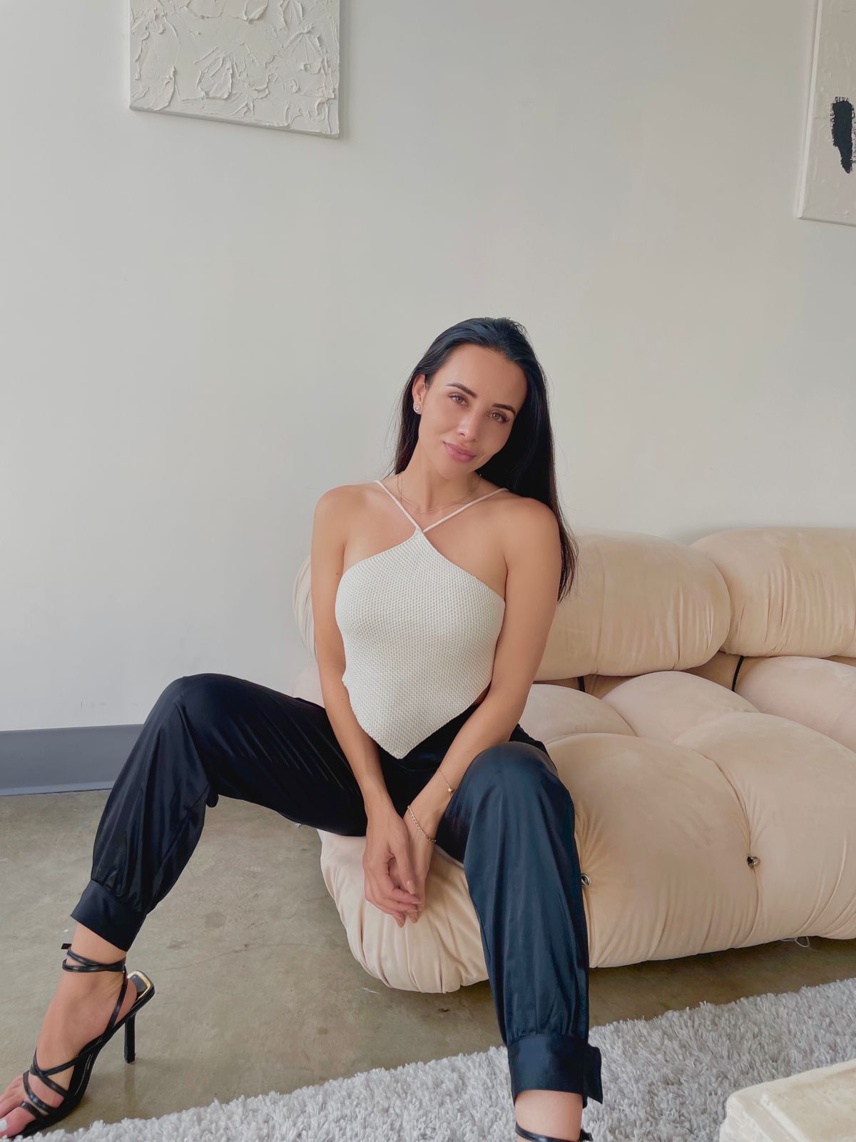 PANTALON CARGO SATINADO NEGRO