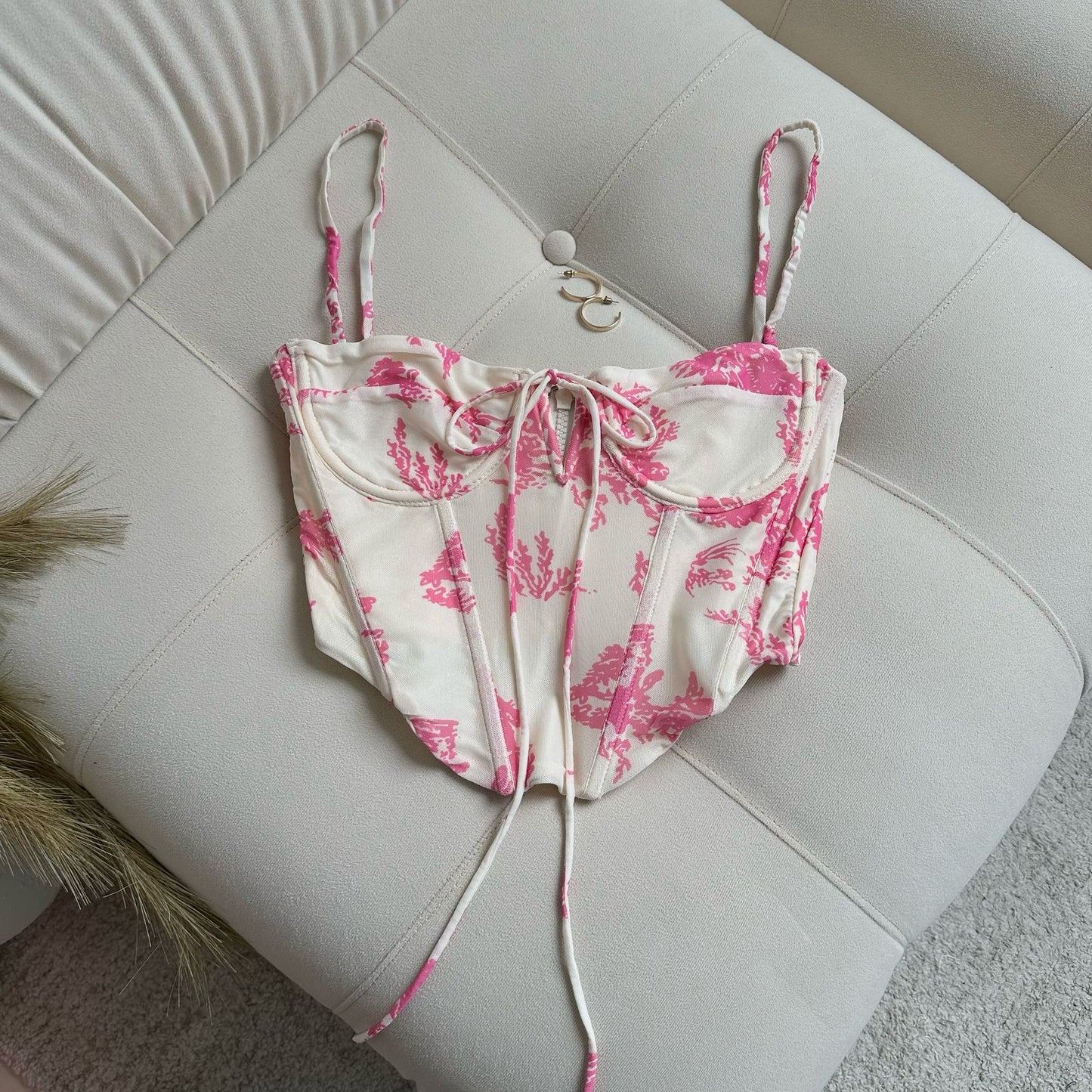 CORSET FLORAL CON FORRO ROSAS