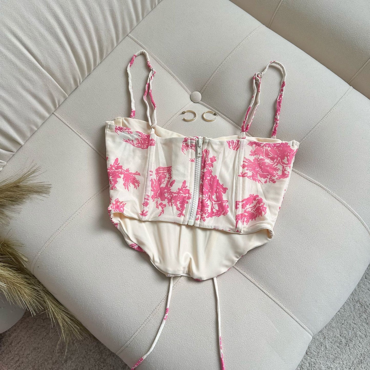 CORSET FLORAL CON FORRO ROSAS