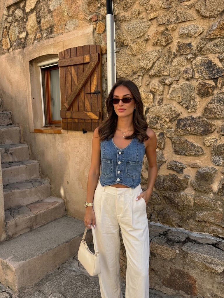 CHALECO DENIM AJUSTADO