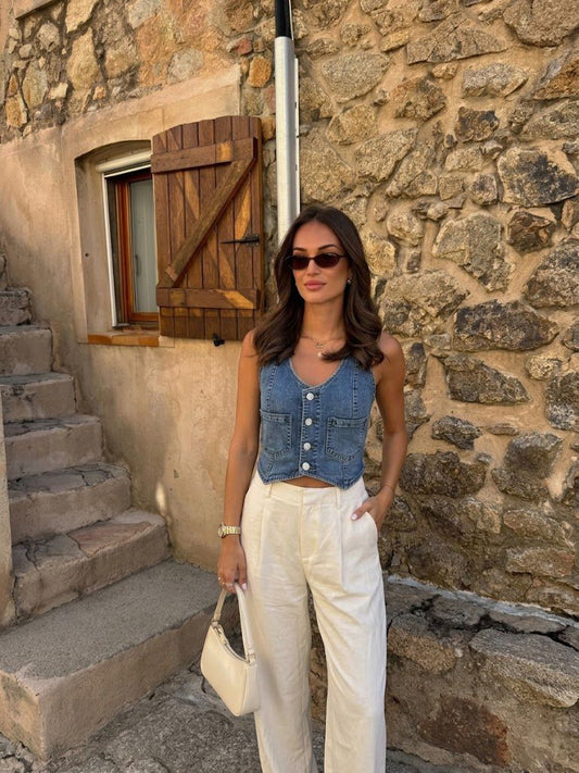CHALECO DENIM AJUSTADO
