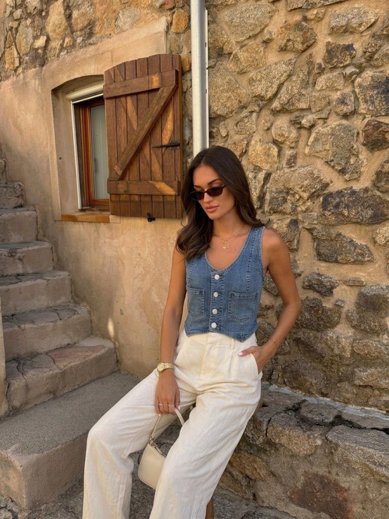 CHALECO DENIM AJUSTADO